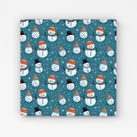 Warren Reed - Designer Jolly Christmas Snowmen Canvas in Blue | Size: w10 inch x h10 inch