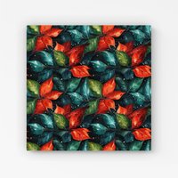 Warren Reed - Designer Christmas Watercolour Holly Leaf Canvas in Red | Size: W30" x H30"