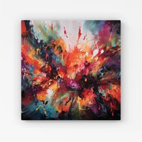 Warren Reed - Designer A Vibrant Abstract Painting Of Halloween Canvas in Orange | Size: w10 inch x h10 inch