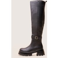 Public Desire Women's Zelda Black Zip Detail Over the Knee Boots | Size: 4