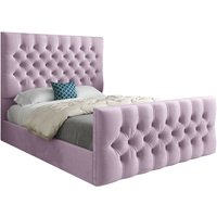 KDMD Highland Upholstered Soft Velvet Designer Bed Frame in Pink | Size: Small Double