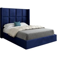 Makis Straight Winged Upholstered Soft Velvet Designer Bed Frame Super King