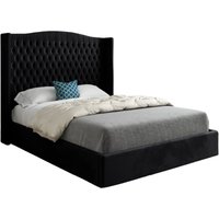 Snuggler Curved Top Winged Upholstered Soft Velvet Designer Bed Frame King