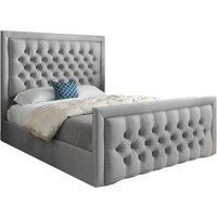 KDMD Napster Upholstered Soft Velvet Designer Bed Frame in Grey | Size: King