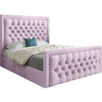 KDMD Napster Upholstered Soft Velvet Designer Bed Frame in Pink | Size: Super King