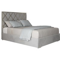 KDMD Repose Upholstered Soft Velvet Metal Designer Bed Frame in Grey | Size: Single