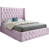 Wayno Straight Winged Upholstered Soft Velvet Designer Bed Frame Super King