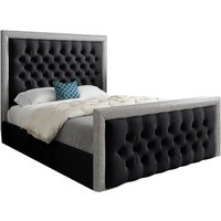 Rincon Glitter Border Upholstered Soft Velvet Designer Bed Frame King