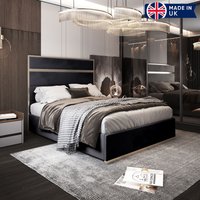 KDMD Comfyzone Upholstered Soft Velvet Metal Designer Bed Frame in Black | Size: Super King