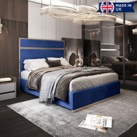 Comfyzone Upholstered Soft Velvet Metal Designer Bed Frame King