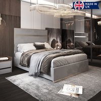 KDMD Comfyzone Upholstered Soft Velvet Metal Designer Bed Frame in Grey | Size: Small Double
