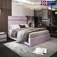 KDMD Comfyzone Upholstered Soft Velvet Metal Designer Bed Frame in Pink | Size: King