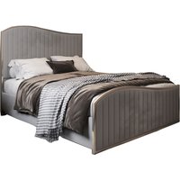 KDMD Darlington Upholstered Soft Velvet Metal Designer Bed Frame in Grey | Size: Single