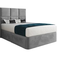 KDMD Dime Upholserted Floorstanding Headboard With Divan Designer Bed Frame in Grey | Size: Super King