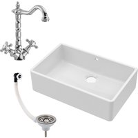 Balterley Fireclay 1 Bowl Butler Sink Overflow Tap Waste 795mm in White