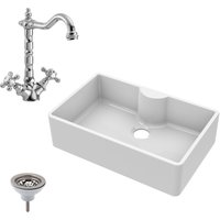 Balterley Fireclay 1 Bowl Butler Sink Tap Ledge Tap Waste 795mm in White