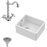 Balterley Fireclay Belfast Kitchen Sink Waste & Tap 445mm in White