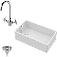 Balterley Fireclay Belfast Sink Overflow Sink Mixer Tap Waste 795mm in White