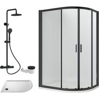 Balterley Offset Right Quadrant Tray Round Shower Waste White Black 1000x 800mm