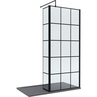 Balterley 8mm Glass Wetroom Screen, Return Black Framed & Tray 1400 x 700mm