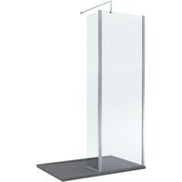 Balterley 8mm Glass Wetroom Screen & Return Chrome & Grey Tray 1200 x 900mm in Silver