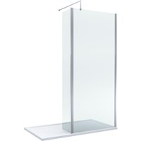 Balterley 8mm Glass Wetroom Screen & Return Chrome & Tray 1400 x 900mm in Silver
