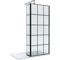 Balterley 8mm Glass Wetroom Screen & Return Black Framed & Tray 1400 x 700mm