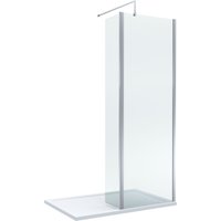 Balterley 8mm Glass Wetroom Screen & Return Chrome & Tray 1200 x 900mm in Silver