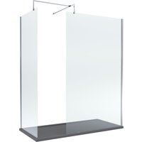 Balterley 8mm Glass Wetroom Screens Chrome & Slate Grey Tray 1700 x 700mm in Silver