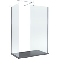 Balterley 8mm Glass Wetroom Screens Chrome & Slate Grey Tray 1400 x 800mm in Silver