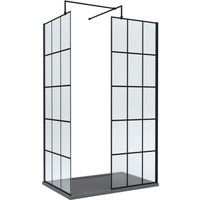 Balterley 8mm Glass Wetroom Screens Frame Design & Tray 1200 x 800mm in Black