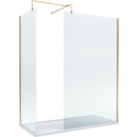 Balterley 8mm Glass Wetroom Screens Brushed Brass Profile & Tray 1700 x 800mm in Metallics