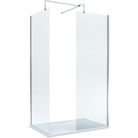 Balterley 8mm Glass Wetroom Screens Chrome Profile & Tray 1200 x 800mm in Silver