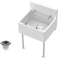 Balterley Traditional Fireclay Cleaner Kitchen Sink with Waste & Legs in White