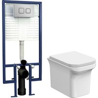 Balterley Faron Soft Square Wall Hung Toilet & Cistern with Plate, 390mm in White
