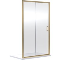 Balterley Safety Glass Reversible Sliding Shower Door Brushed Brass 6mm 1200mm in Metallics