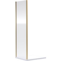 Balterley Safety Glass Reversible Shower Side Panel Brushed Brass 6mm 800mm in Metallics