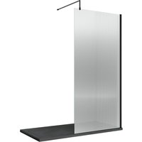 Balterley 8mm Fluted Wetroom Screen & Support Bar: 1850mm x 800mm, Black