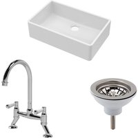 Balterley Fireclay 1 Bowl Butler Sink Waste Mixer Tap 795mm in White