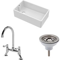 Balterley 1 Bowl Belfast Sink Strainer Waste Tap Chrome 795mm in White