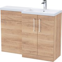 Balterley Bathroom Vanity Basin & WC Unit Right Hand Bleached Cuneo Oak 1100mm in Brown