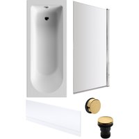 Balterley Round 1700x700 Bath Set - Front Panel, Brass Screen & Brass Waste in White