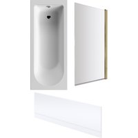Balterley Round 1700x700 Bath Set - Front Panel & Brass Screen in White