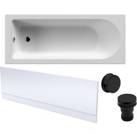 Balterley Round 1700x700 Bath Set - Front Panel, Black Waste & Leg Set in White