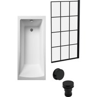 Square 1700x700 Bath Set Leg Set & Screen & Waste White
