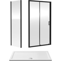 Balterley Ruwa Sliding Shower Suite: 6mm Glass Tray Door Panel 1400x700mm Black