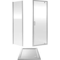 Balterley Ruwa Pivot Suite & 6mm Glass 900x900mm Tray, Door & Side Panel Chrome in Silver
