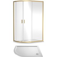 Balterley Ruwa Offset Quad Shower Suite LH, 1200 x 900mm Tray & Enclosure Brass in Metallics
