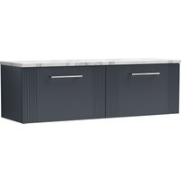 2 Drawer Wall Hung Vanity Unit Marble Laminate Worktop 1200mm