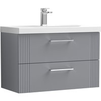 Balterley Wall Hung 2 Drawers Vanity Unit - Thin-Edge Basin 800mm, Satin Grey